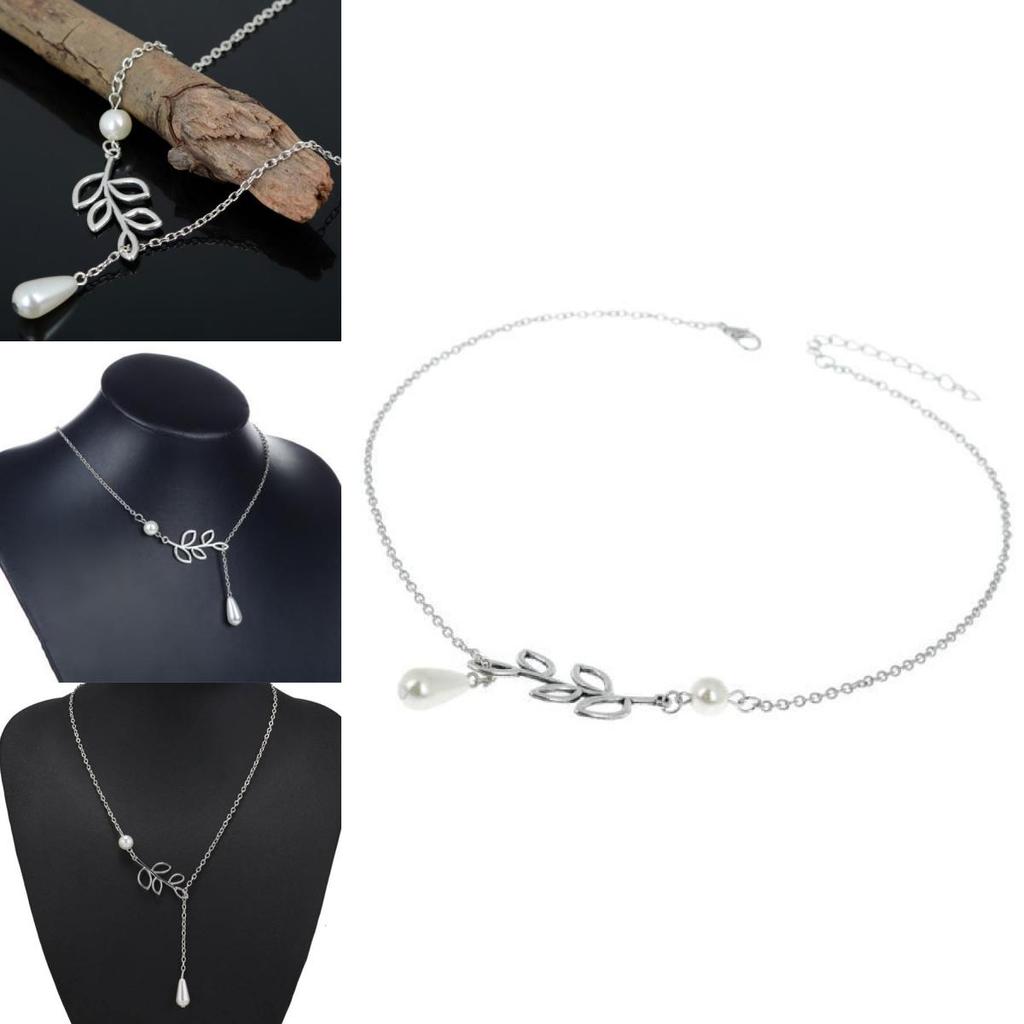 Elegant Pearl Drop Leaf Necklace In Alloy For Fashionable Women And Trendy Styles