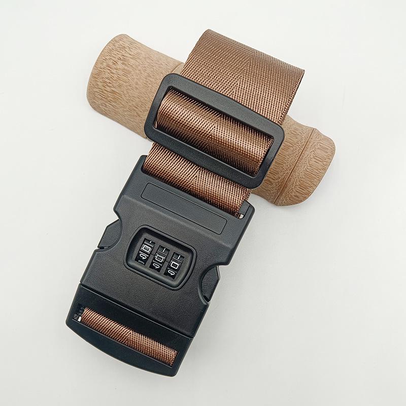Solid Color Nylon Luggage Strap with Herringbone Pattern, Password Lock, and One-Word Handle