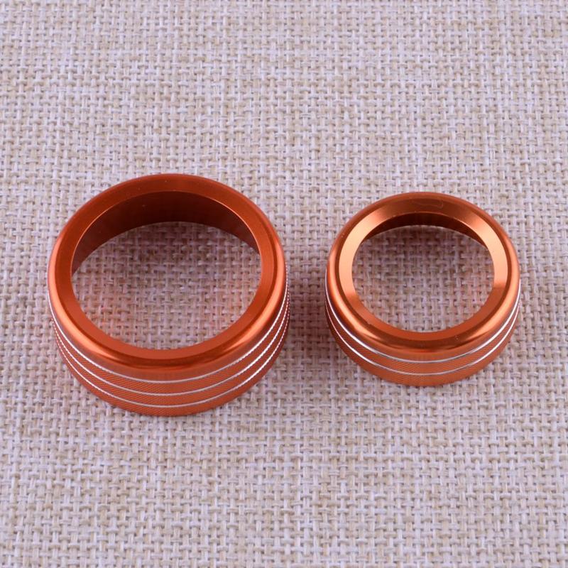 3Pcs Center Console A/C Radio Switch Knob Trim Ring Cover Fit for Dodge Ram 1500 2013 2014 2015 2016 2017 Orange Aluminum Alloy