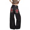American Vintage Embroidered Wide Leg Jeans Unisex High Street Loose Straight Trousers