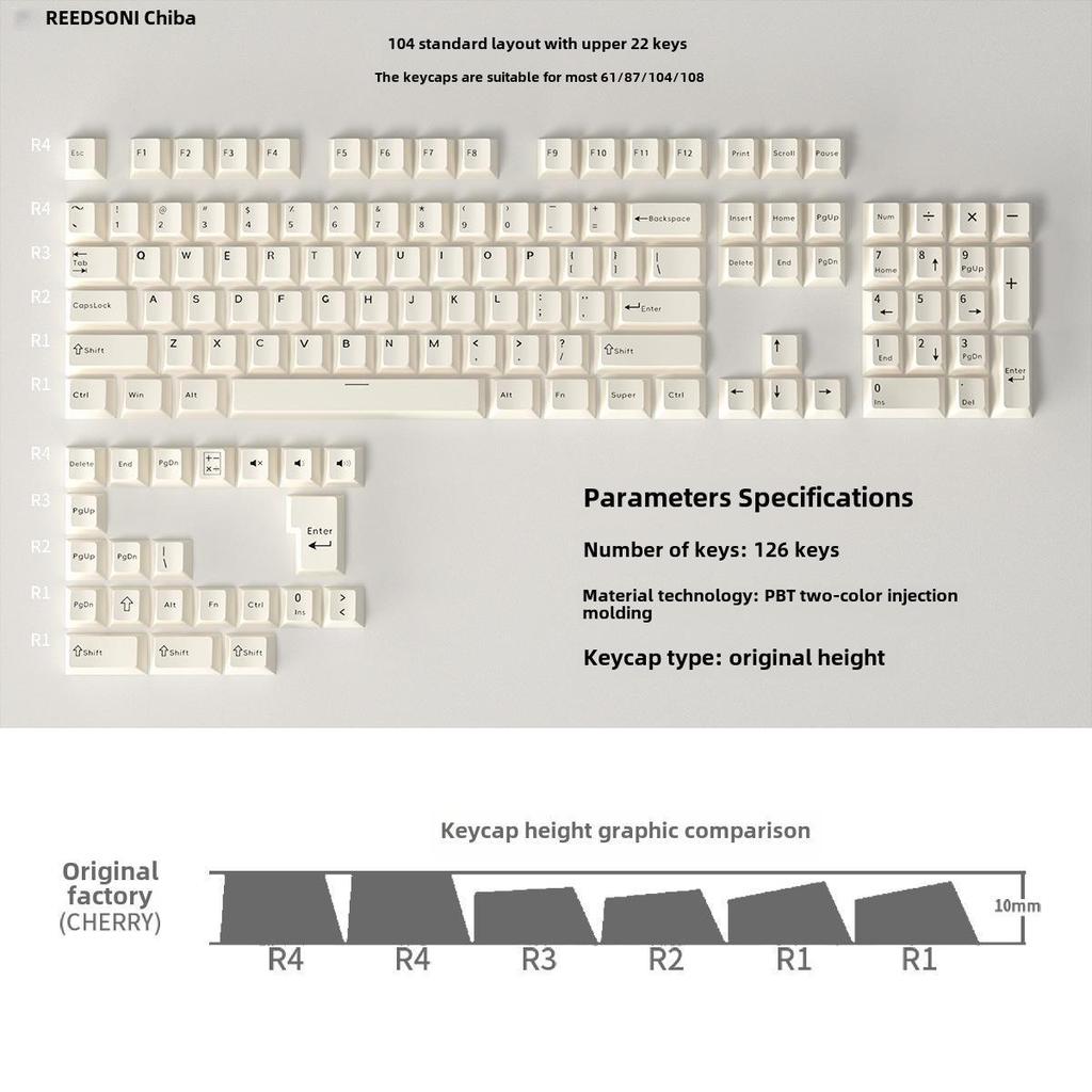 126-klawiszowe dwukolorowe nakładki na klawisze PBT do klawiatur mechanicznych