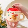 Creative Apple Christmas Ceramic Cup Mug with Lid Christmas Gift High Pretty Water Cup Gift Box Souvenir