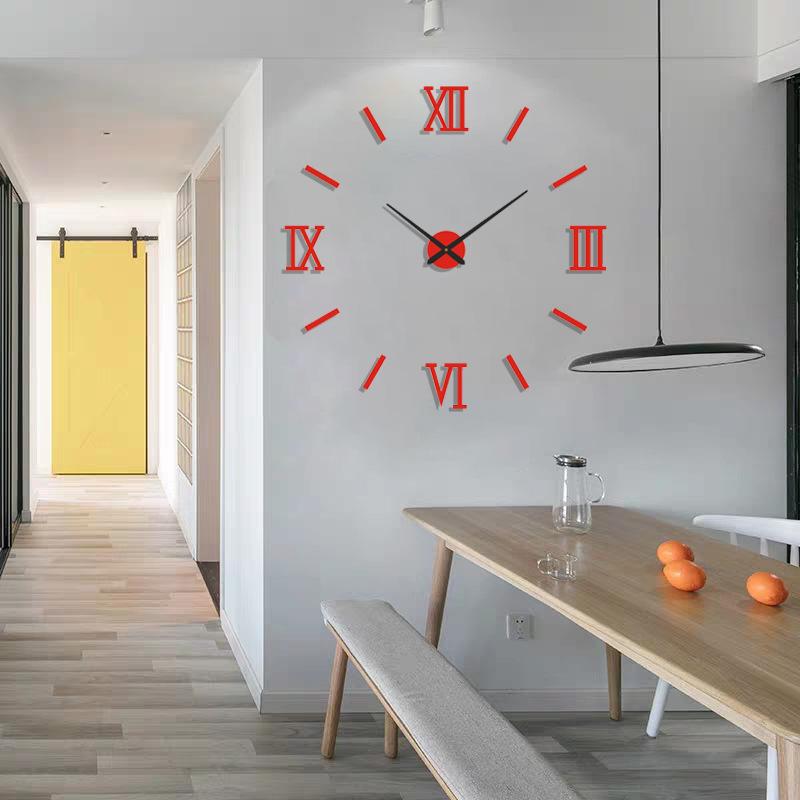 Minimally Designed Living Room Art Clock DIY Silent Wall Clock 3D Three-dimensional Non Perforated Decorative Wall Sticker Clock