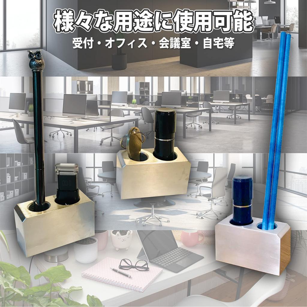 METALIST Metal Seal Stand, Pen Holder, Stylish Design, Rust-Resistant, Shiny Metal, Beautiful Seal Holder, Pen Holder, Made In Japan