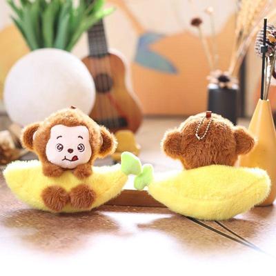 1 Pièce Adorable Porte-clés Singe Banane Charm Mignon Singe Ornement en Peluche Pendentif de Sac Doux Pour Garçons Cadeaux
