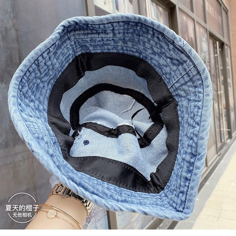 Denim Bucket Hat Women's Harajuku Retro Basin Hat Bucket Hat Trendy Sun Hat