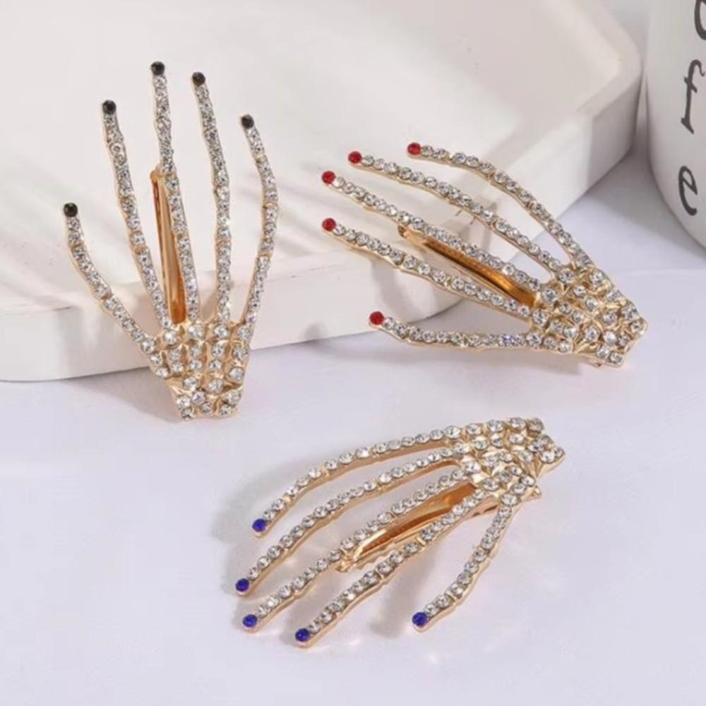 Retro Skeleton Hand Hair Clip Skull Skeleton Hand Headwear Bone Claw Hairpin Hair Accessories