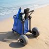 Beach Cart with Large Wheels for Sand, 75 kg Load Capacity, Heavy Duty Folding Beach Wagon with 320 mm Balloon Wheels, Storage Bag, 180° Adjustable