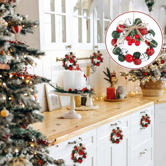 Zvonkový věnec Zvonková mašle Vánoční dekorace Sezónní zvonková ozdoba Vánoční domácí párty Sváteční dekorace