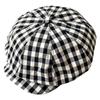 Retro plaid newsboy hat women's big hat top shows face small beret literary and versatile painter hat cloud hat