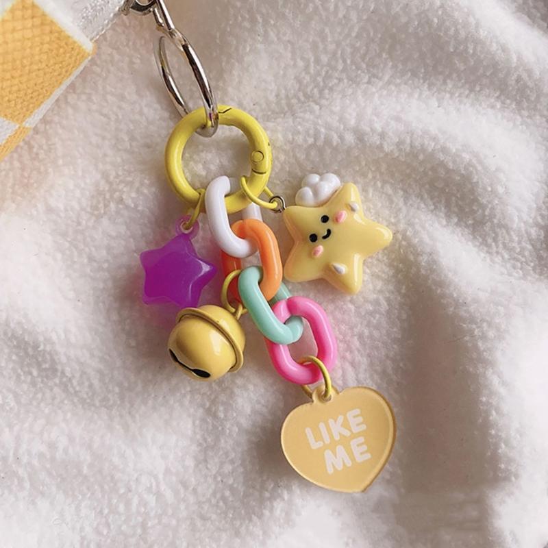 Unique Moon Cloud Star Bell Heart Pendant Keychain Handmade Colorful Resin Keyring Accessory Handbag Accessories