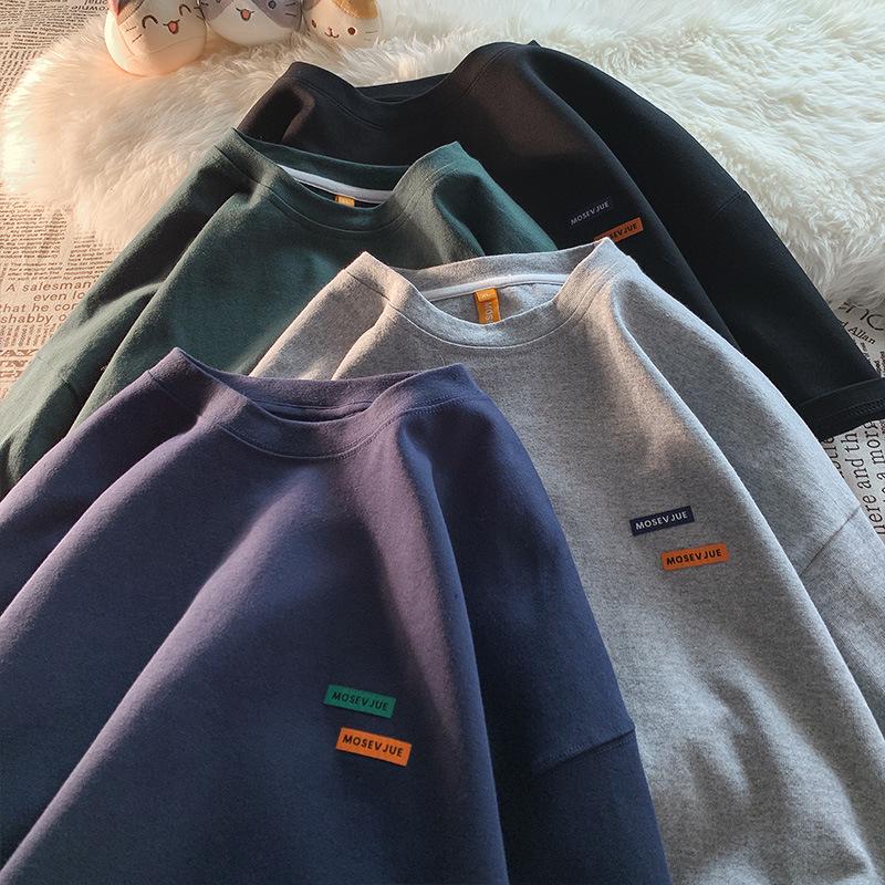 Men's Oversized American Retro Short-Sleeve T-Shirt with Small Collar - Trendy Summer Cotton Style