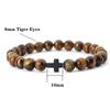Minimalist Cross Bracelet Men Natural Tiger Eyes Lava Howlite Stone Beaded Braclet Healing Meditation Casual Accessories Joias