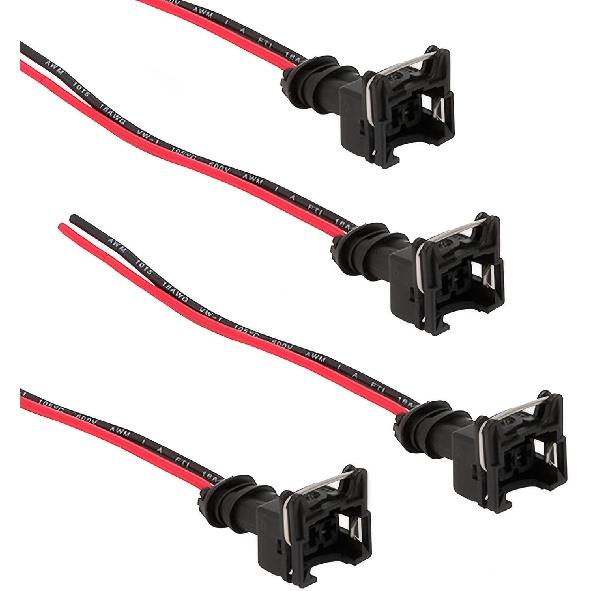 8 PCS Automobile Fuel Injector Connector, Standard Specification Injector Socket with Extended Pigtail Wiring Harness, Waterproof Shell + Copper Core 4 PCS чёрный