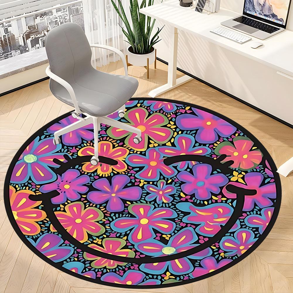 1pc Flower Mandala Pattern Carpet for Office Non-Slip, Round Carpet, Soft & Comfortable, Carpet for Office, Round Floor Mat yy251225158