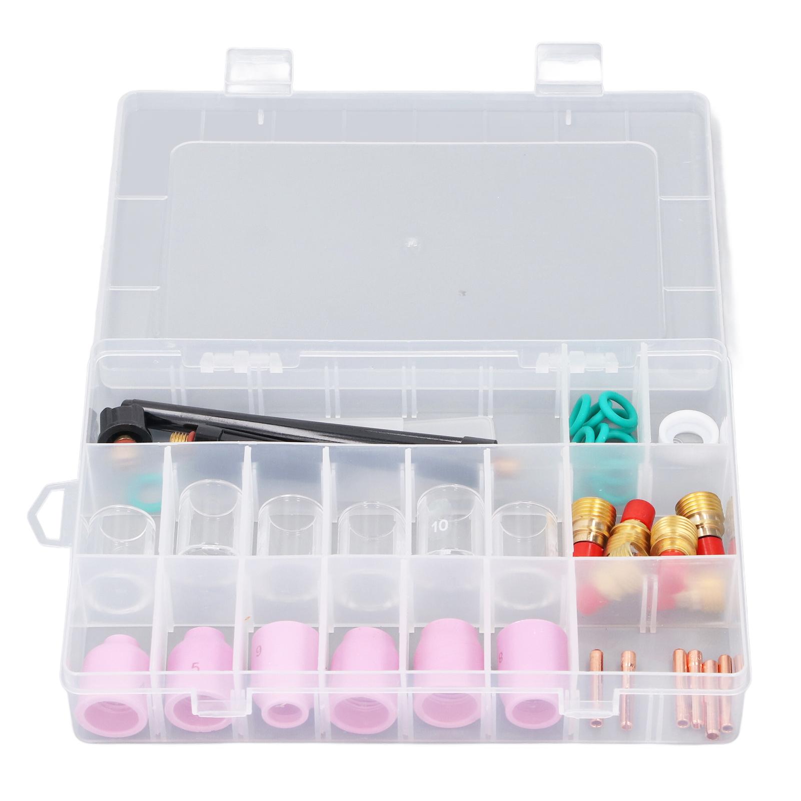 

40 Pieces Welding Consumables Ceramic Nozzles Glass Cups Back Caps Short Electrode Clips O Rings for WP9 20 25 TIG Torch