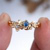 Charm Damen Wasserblau Kristall Verstellbarer Offener Ring Goldfarbe Süßes Geschenk Hochzeits Schmuck Für Frauen
