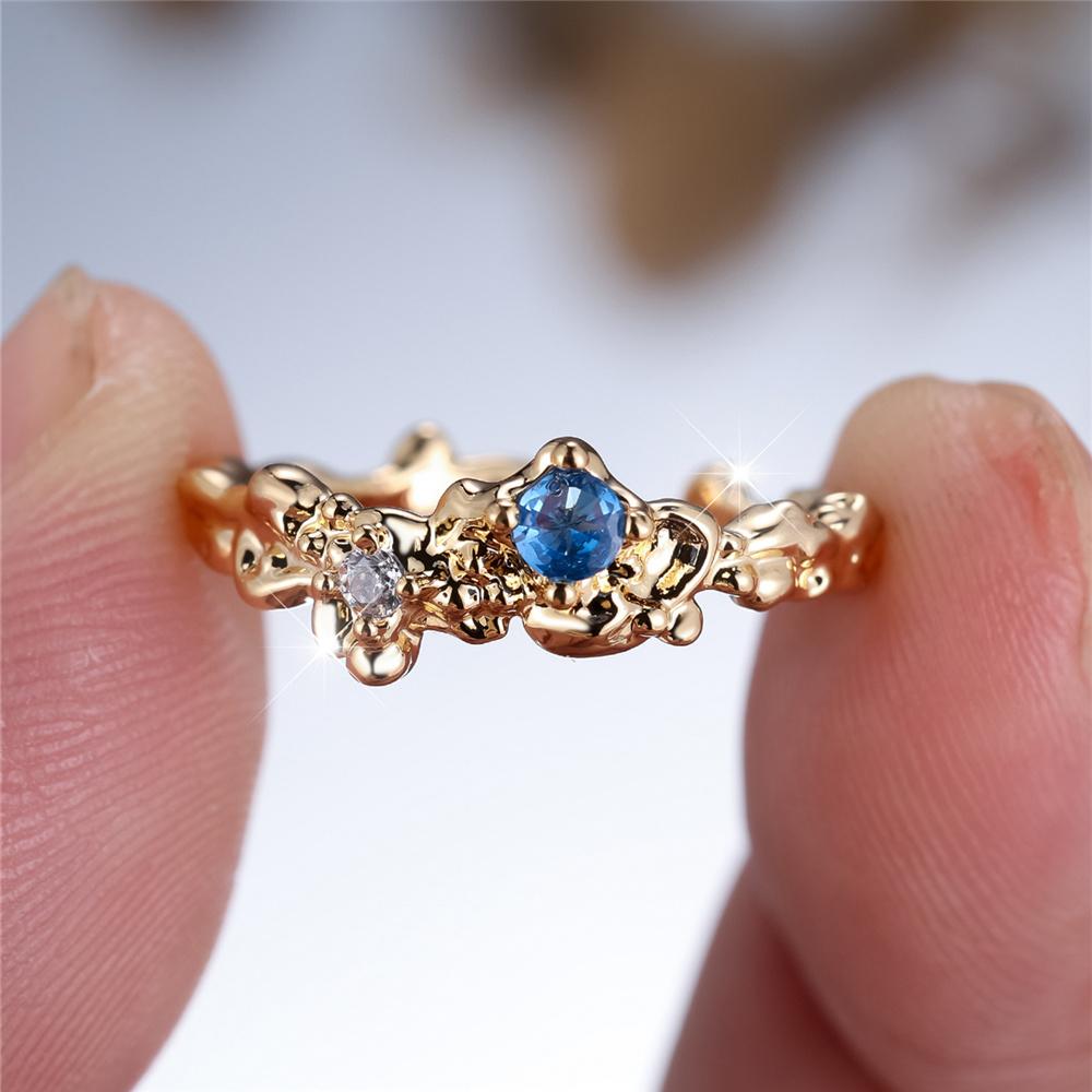Charm Damen Wasserblau Kristall Verstellbarer Offener Ring Goldfarbe Süßes Geschenk Hochzeits Schmuck Für Frauen
