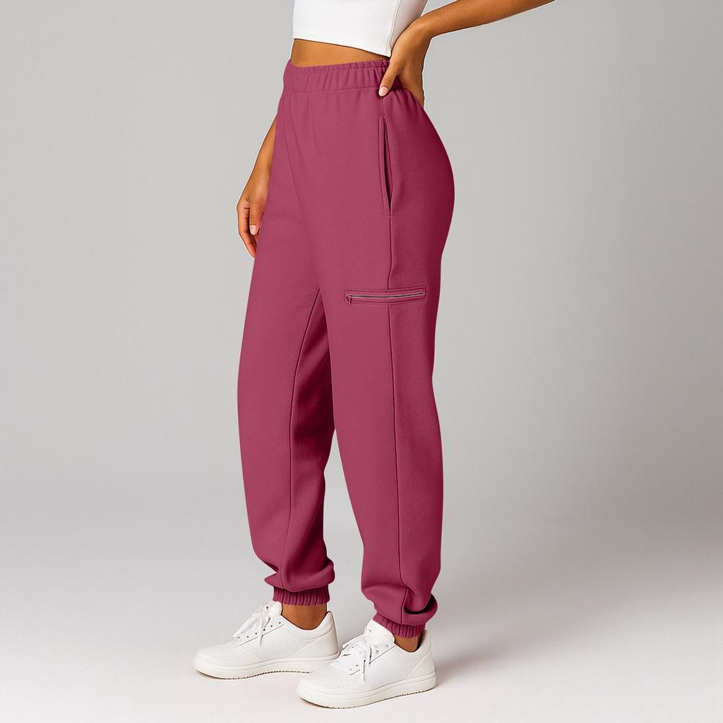 Women's And Men's Sports Pants With Pockets Fashionable Solid Color Elastic High Waisted  Casual Sweatpants Pants