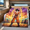 1 Stück Son Goku Druck Flanelldecke, Hohe Qualität für alle Jahreszeiten, Heimdekoration, Wärme und Komfort, Perfekt für Weihnachtsgeschenke