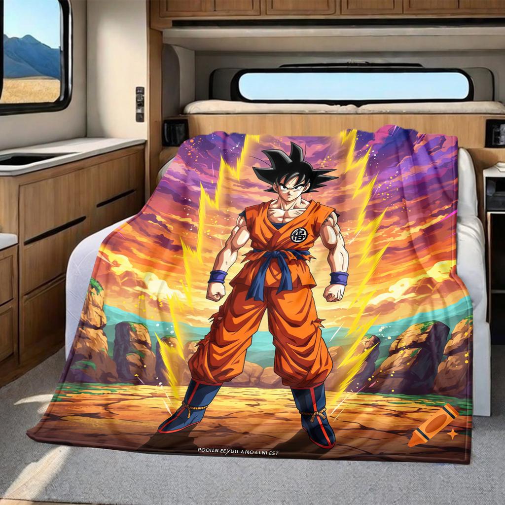 1 Stück Son Goku Druck Flanelldecke, Hohe Qualität für alle Jahreszeiten, Heimdekoration, Wärme und Komfort, Perfekt für Weihnachtsgeschenke