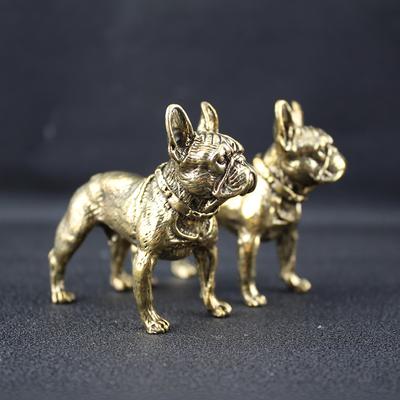 Brass Bulldog Statue Home Decor Desktop Ornament, Fighting Dog Figure Home Decoration Sand Skin Dog Zodiac Ornament