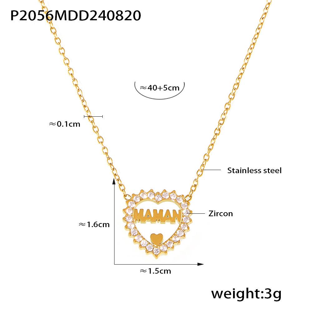Trendy Double-Layer Waterdrop Pendant Necklace with Letter & Heart Diamond Inlay for Women