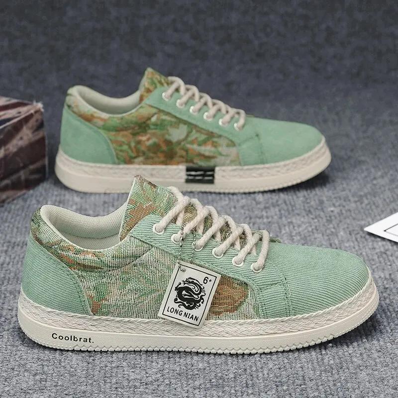 

Мужская парусиновая обувь, универсальная летняя модная спортивная и досуговая обувь с низким верхом, мужская тканевая обувь, рабочая обувь с мягкой подошвой 44 светло-зеленый