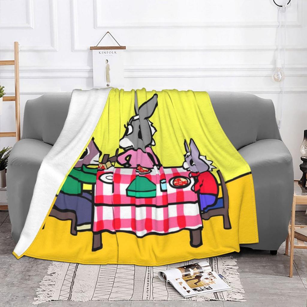 Flanelová deka Trotro Family Roztomilý kreslený kreativní přehoz na postel pro domácnost 150*125cm Přehozy