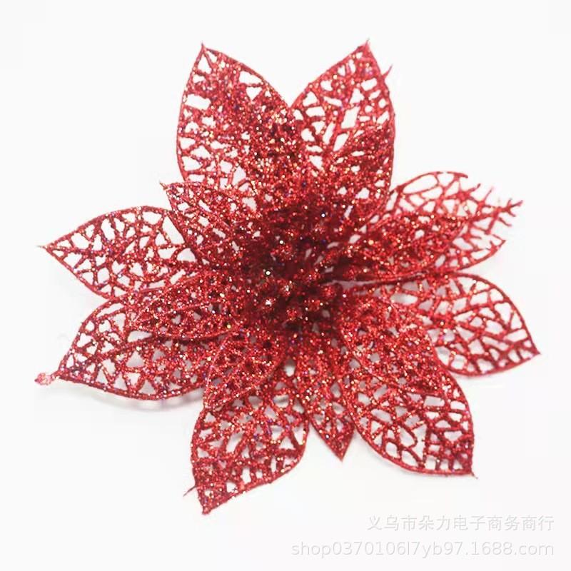 White Christmas Tree Decorations Artificial Flowers Ornaments Berry Stems Hanging Snowflakes for Xmas Tree Party Holiday Decor