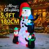 5.9FT Xmas Holiday Inflatable Yard Decor LED Snowman Penguin Set Christma Home Decoration Ornament Toy Gift Xmas Supplies Decor