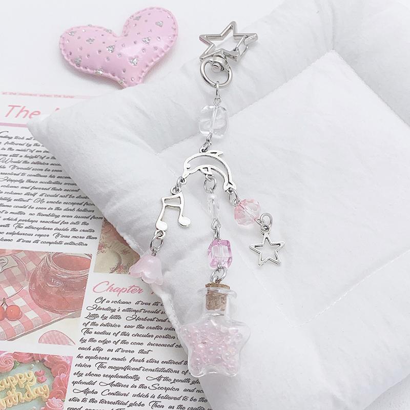 

Милый брелок-подвеска в виде бутылочки с желанием в виде звезды для женщин, девочек, шнурок для мобильного телефона, изысканные аксессуары для украшения рюкзака розовый