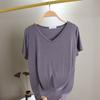 Damen V-Ausschnitt Kurzarm T-Shirt Lockerer Schnitt Pendler Freizeit Oberteil Einfarbige Modal Knitterfest Basis Layering T-Shirt Für Frühling Sommer Tägliche Kleidung