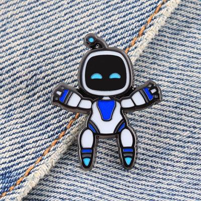 Space Robot Enamel Brooch: Fun Game Character Badge for Hat or Jeans