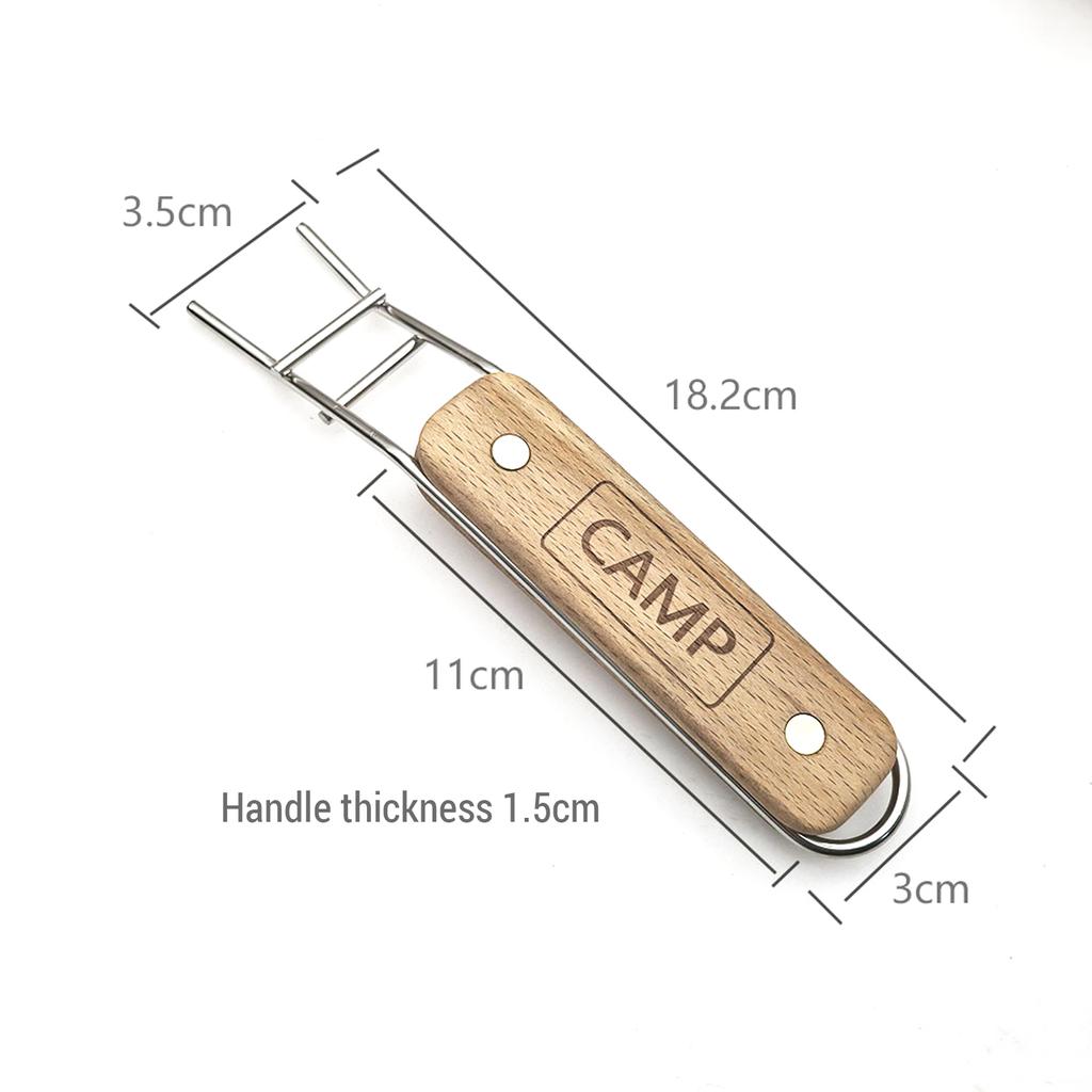 Utendørs Grillristløfter Rustfritt stål Kokeristløfter Grillristgriper med Tre