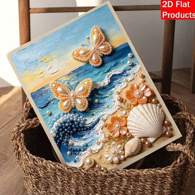 Pearl Painting Set Pearl Art DIY Handmade Crafts Ocean Wave Butterfly Seashell Flower Home Wall Decoration