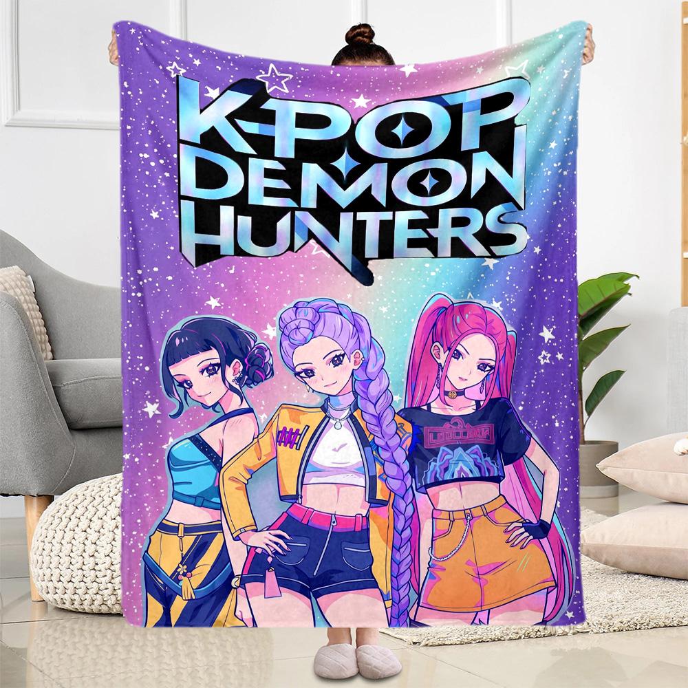 K-pop Demon Hunters Blanket Soft Warm Cozy Great for Bed Chair Livingroom Four Seasons Universal Stylish Decor Best Holiday Gift for Friends Family
