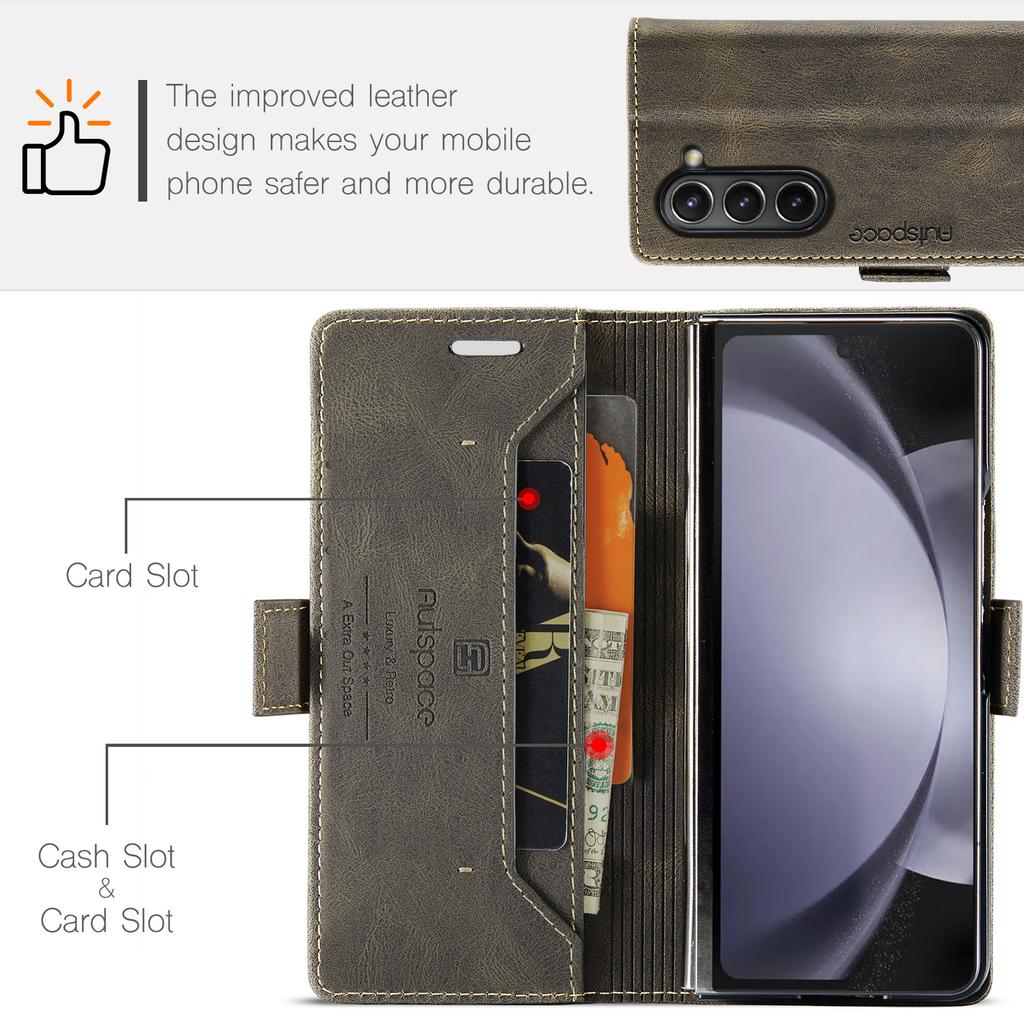 Business Luxury Magnetic Cards Solt Wallet Flip For Samsung Z Fold 7 5 6 Slim Leather Wallet Stand Book Card Bag Pocket Cover