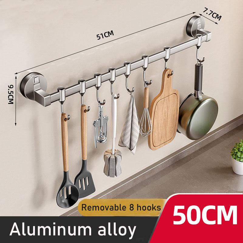 Free Punch Kitchen Vacuum Suction Cup Hanging Storage Hook Aluminum Alloy Storage Rack Spatula Drain Rack