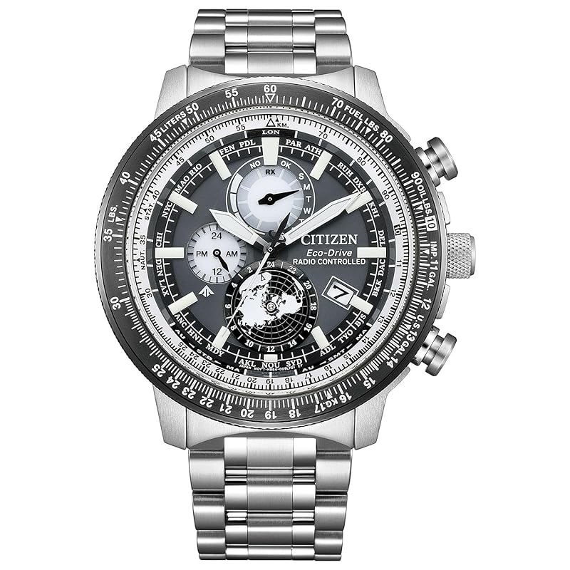 

[Citizen] watch pro master Light-powered eco-drive radio clock Geo Trekker SKY series gray BY3006-53H men s silver