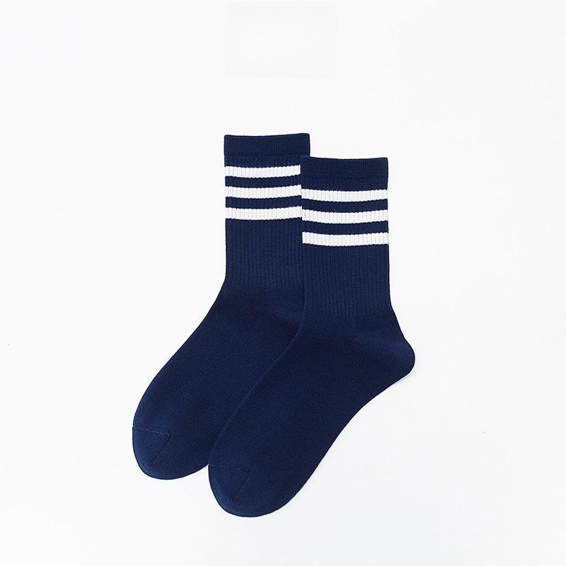 Unisex Black & White Striped Basketball Socks: Combed Cotton Mid-Tube, Perfect for Sports and Running.