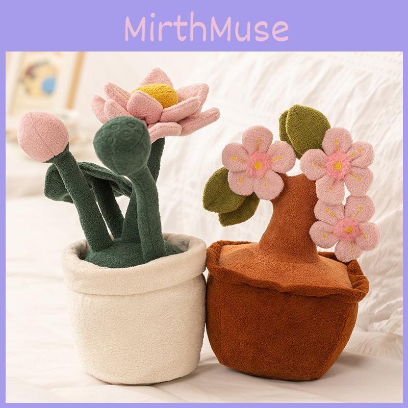 Tulips Peach Roses Blossoms Lotus Flowers Plush Potted Plant Toy For Gift Kids