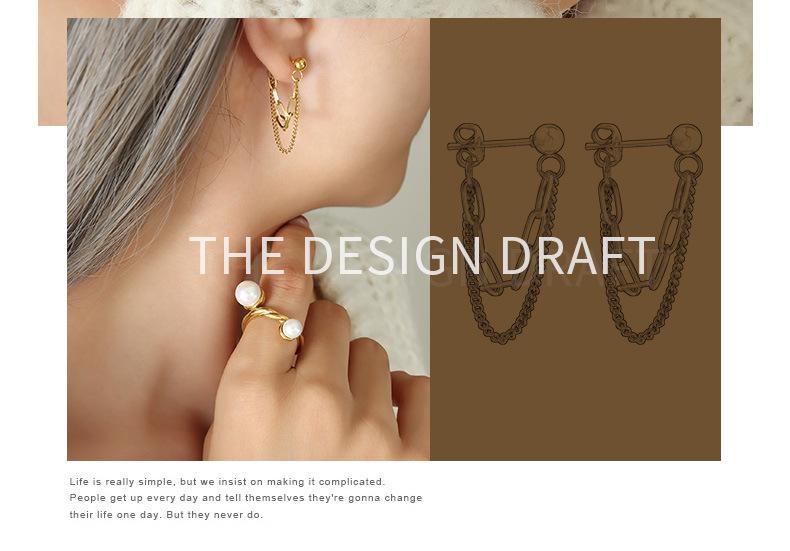 Trendy Double Layer Chain Pendant Earrings – Unique Titanium Steel Design, Perfect Gift for Girls