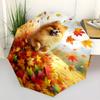 1pc Autumn Leaves Pomeranian Automatic Folding Umbrella, 8 Ribs Iron Frame, Suitable for Outdoor Travel and Daily Use Yy251120204