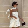 European and American New Temperament Noble Tube Top Dress Loose Fashion Versatile Polka Dot Printing Short Skirt with Scarf