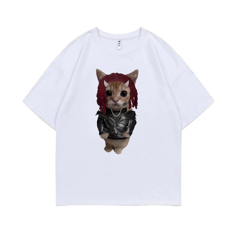 Rapper Playboi Carti Kitty T Shirt Male Vintage Pure Cotton Tshirt Funny Men Fashion Casual T-shirt Men's Hip Hop Tees 80157