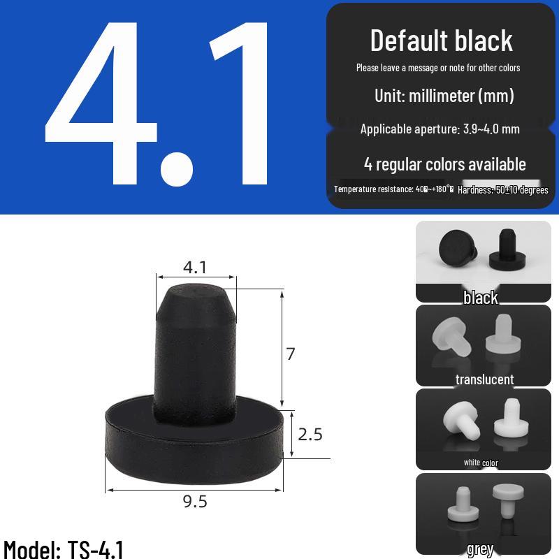 Black High-Temperature Resistant T-Shaped Silicone Stopper - Round Hole Rubber Gasket & Shock-Absorbing Blind Plug