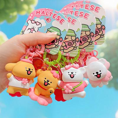 Cartoon Lines Puppy Doll Keychain Schoolbag Small Pendant Car Bag Key Chain Hanging Jewelry Spring Day