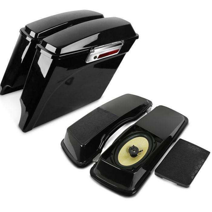 Sacoches rigides compatible avec Harley Davidson Touring 94-13 Prolongés 35Ltr en noir + Couvercle avec haut-parleur