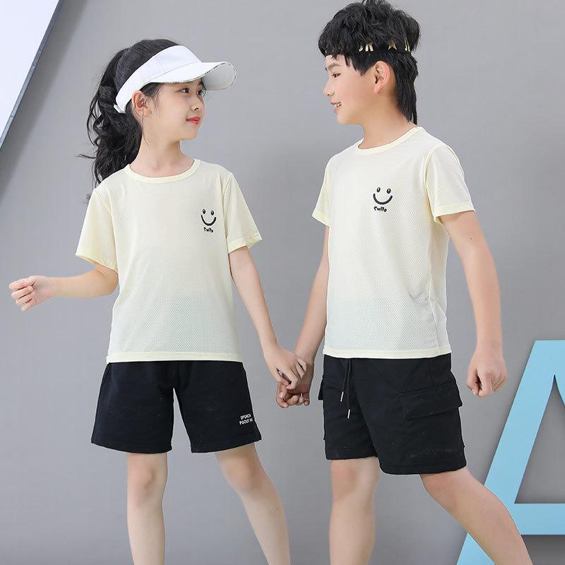 2023 Summer Kids' Short Sleeve Ice Silk T-Shirt - Boys' & Girls' Casual Wear